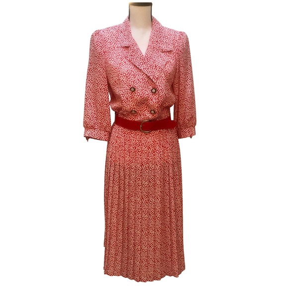 Vintage Dresses & Skirts - Brell Originals Dress Womens 10 80s Polka Dot Light Weight‎ Red and White Retro